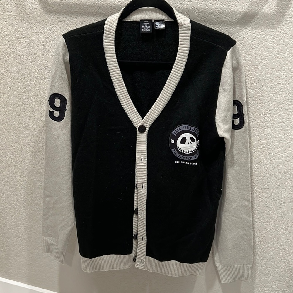 Disney Nightmare Before Christmas collegiate style cardigan sweater